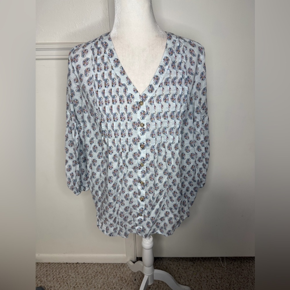 J. Jill Blue and White Paisley Blouse size S